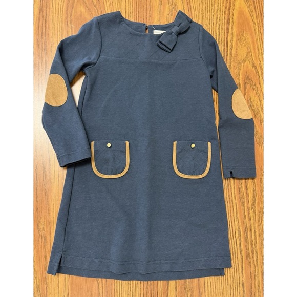 Hope and Henry Other - Hope and Henry Girls 6 Blue Quilted Riding Ponte Riding Dress Tan Elbow Patches